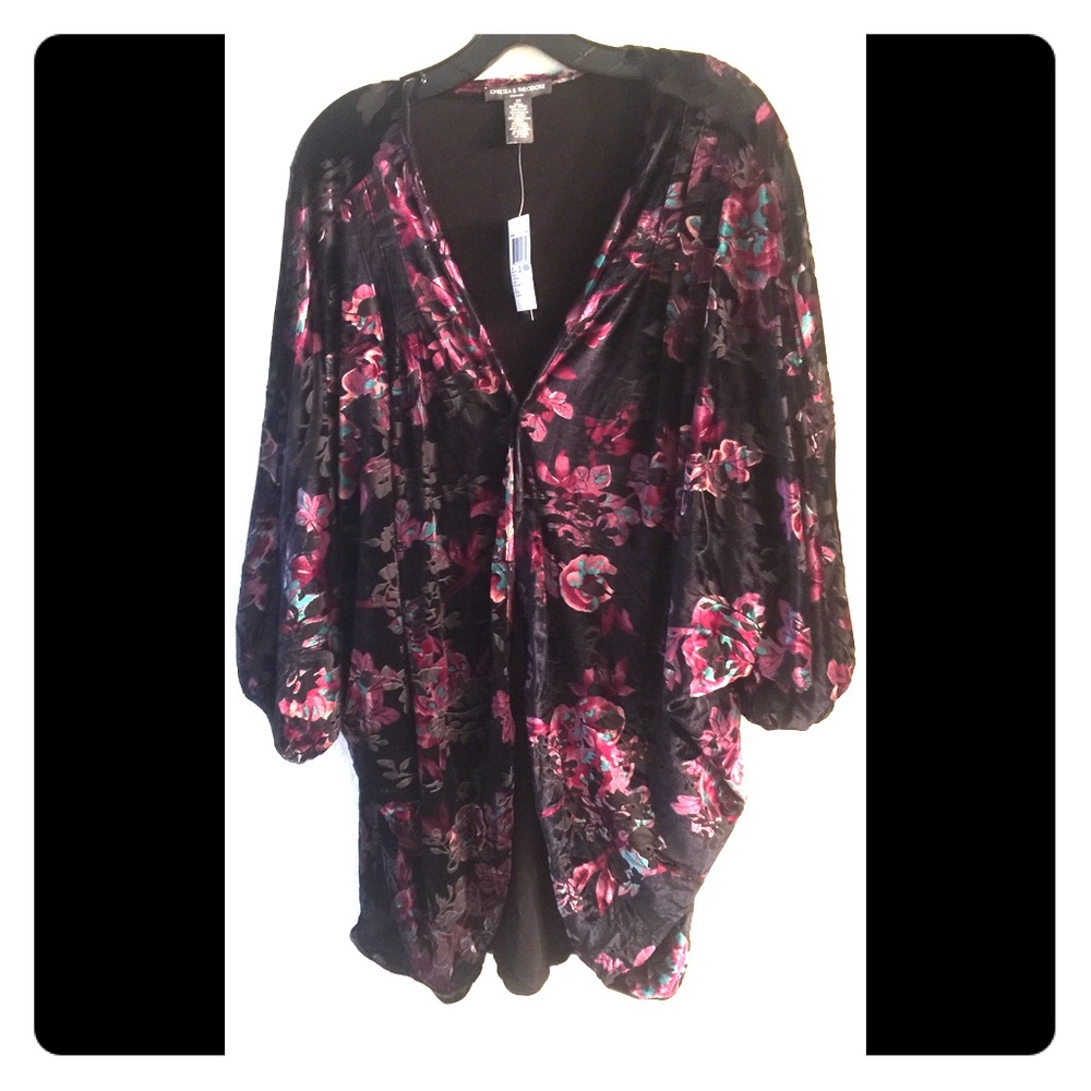 Chelsea and Theodore Velvet Batwing Cardigan 2x